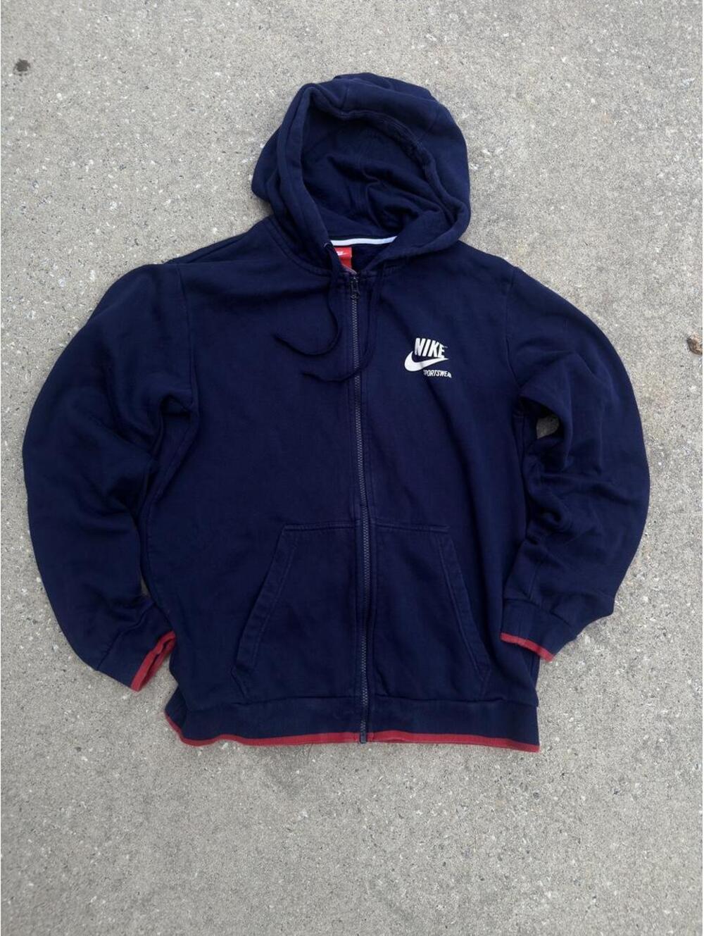 Nike Sportswear Full Zip Hoodie Navy Big Logo Size M